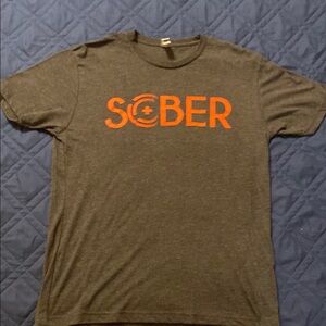 Gray Sober T-Shirt with Orange Print
